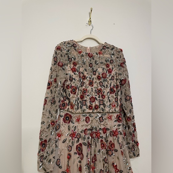 Mac Duggal Floral Appliqué Long Sleeve Illusion Gown - Picture 8 of 11